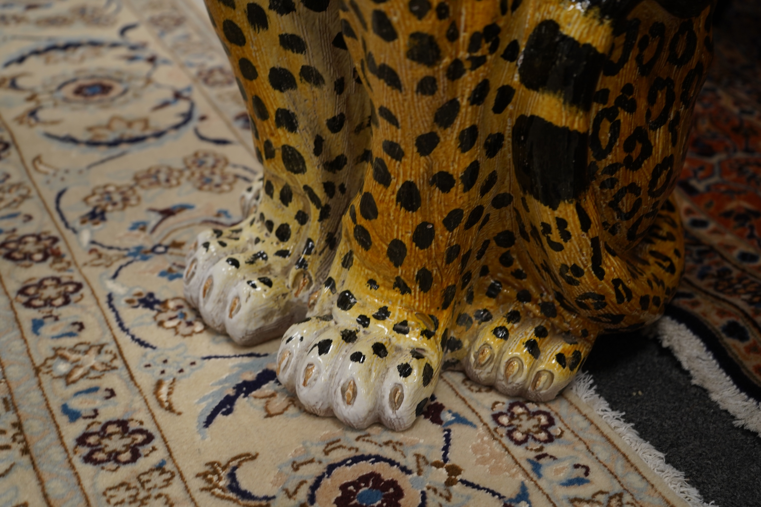 A large Italian terracotta leopard, 1960's Bassario del Grappa, Lenci School, 83cm high